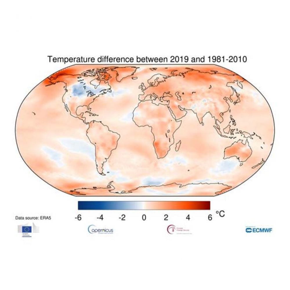 2019թ-ը համվարել է երկրորդ ամենատաք տարին 2016թ-ից հետո